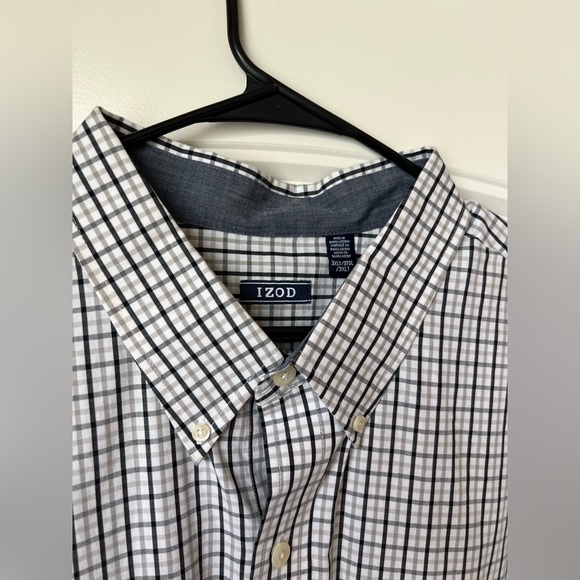 Plaid black white Izod button down shirt. - Picture 2 of 3